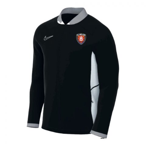 Survêtement Élite du FC Melun, veste noire à col gris avec écusson du club